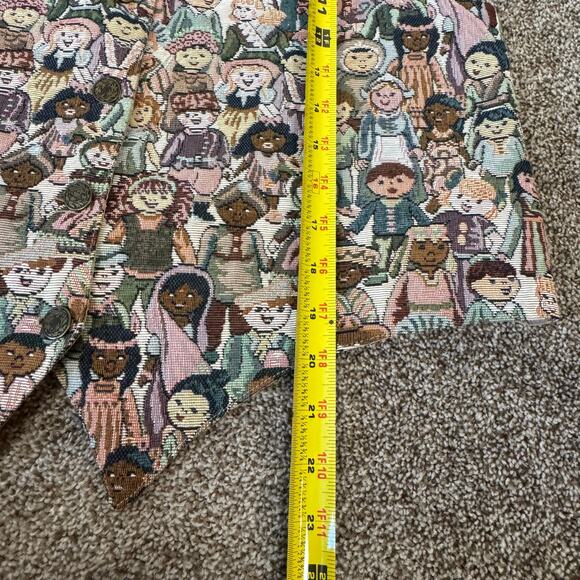 Vtg Vest Nadia Tie Back Tapestry Kids Teacher Academia Size Large USA Retro - Picture 10 of 11